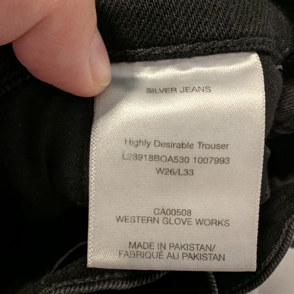 Silver Jeans/Black Highly Desirable Trouser Jeans Sz 26 - Picture 5 of 6